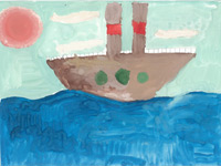 «Кораблик в море». Марков Василий, 9 лет, г. Москва;